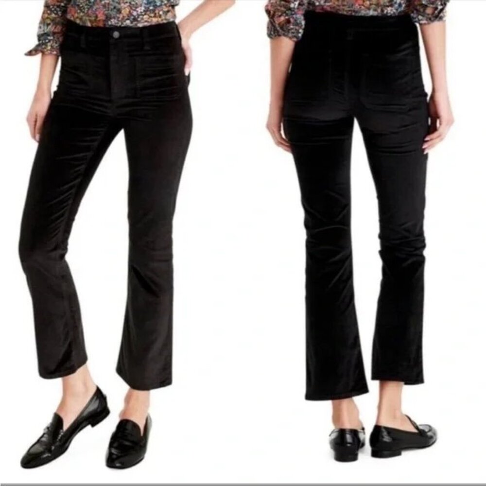 J Crew Black Billie Demi Boot Crop Corduroy Pants Women's Size 25